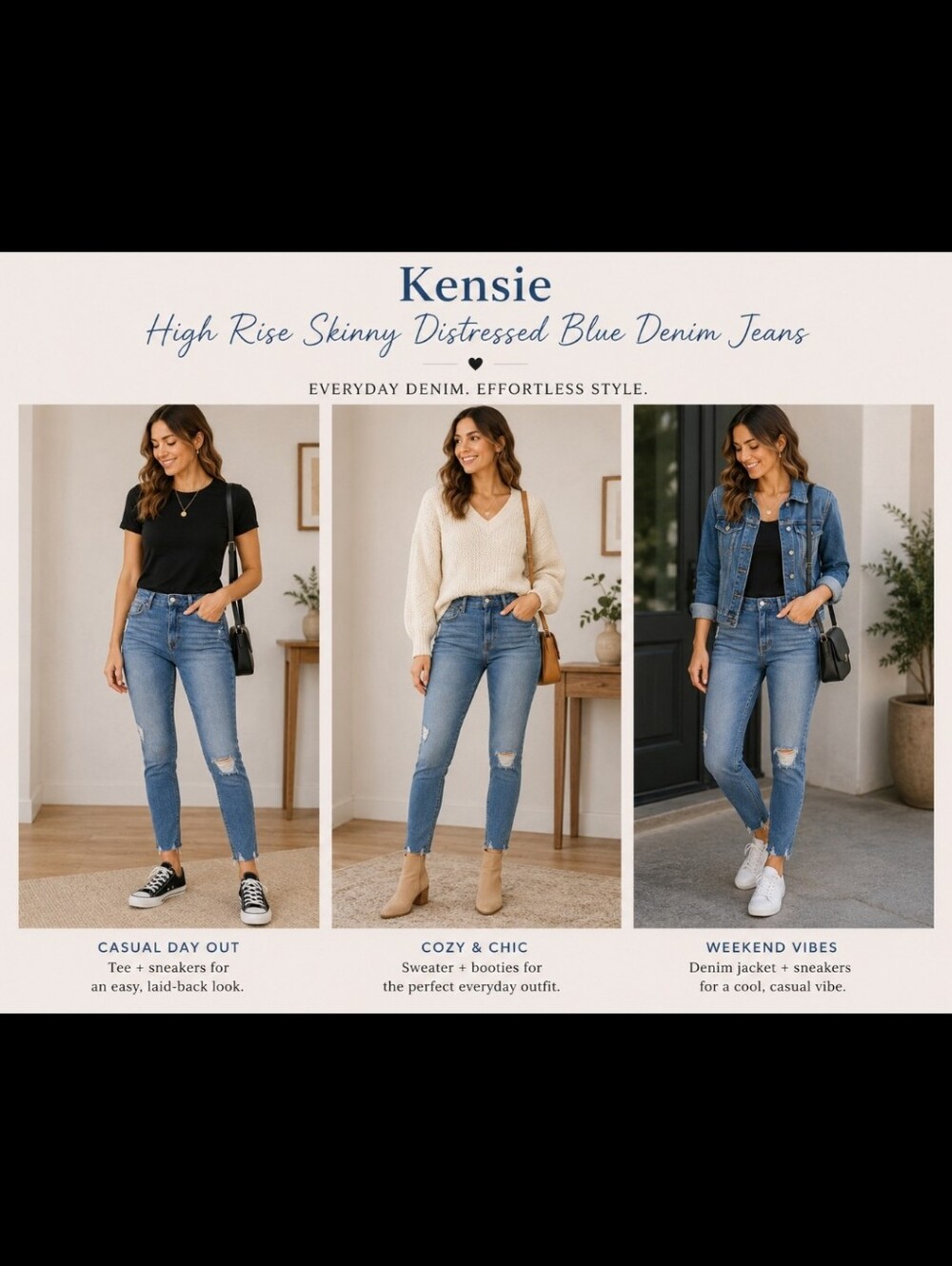 Kensie~ High Rise Skinny Distressed Blue Denim Jeans ~ 12/31